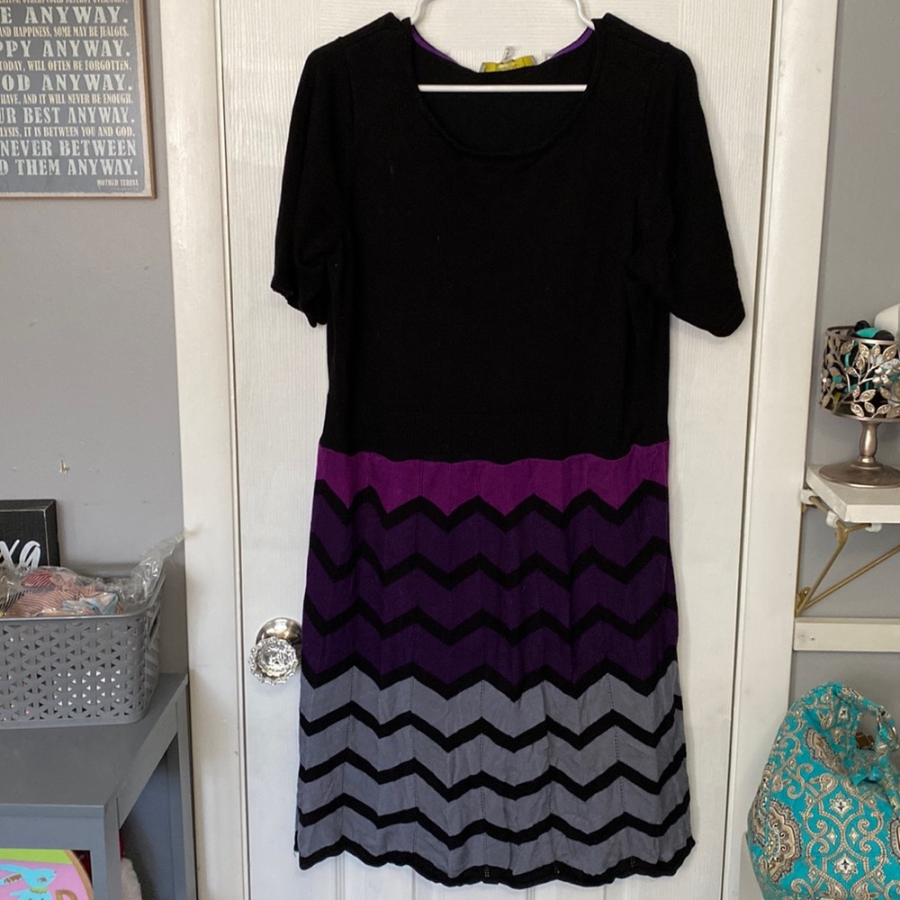 Black Chevron Ombré Sweater Dress